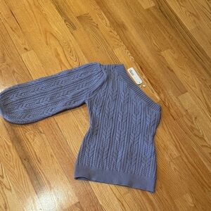 Glam  Lavender Off-Shoulder Cable Knit Sweater NWT